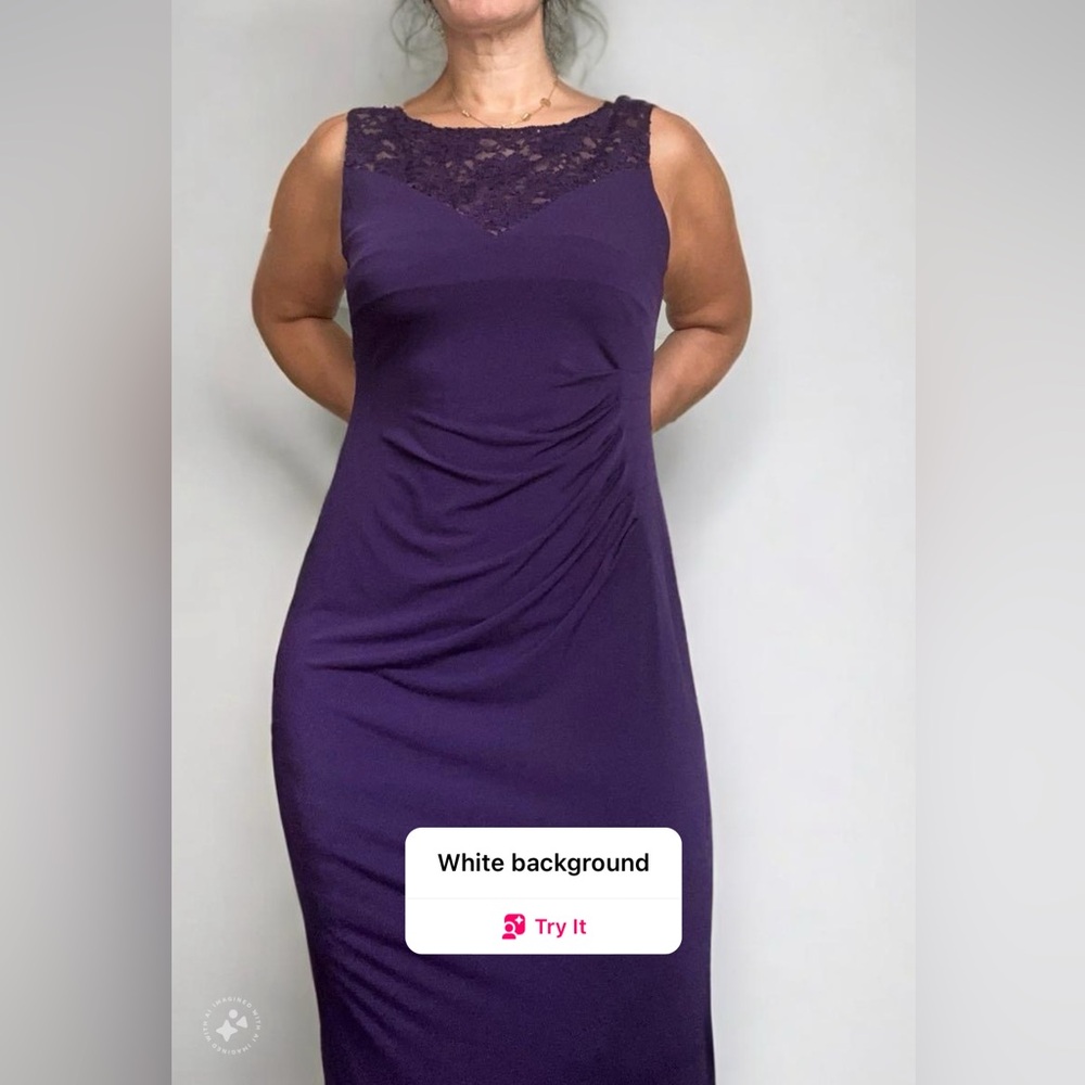 purple sequin and lace formal gown